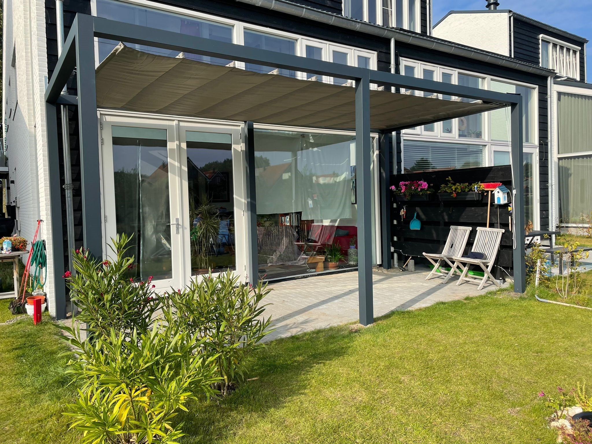 Aluminium Pergola met Harmonicadoek