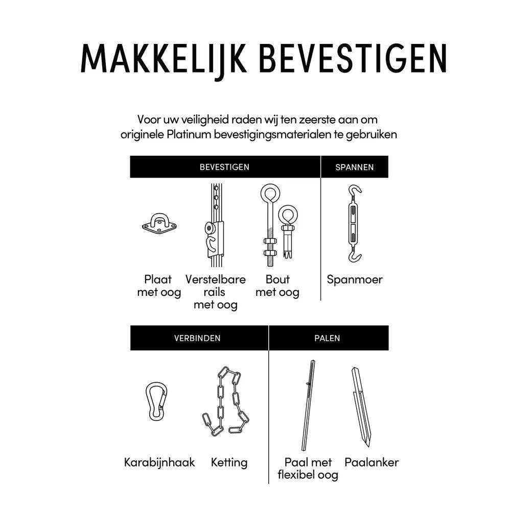 Bevestigingsmaterialen sets Driehoek Schaduwdoek