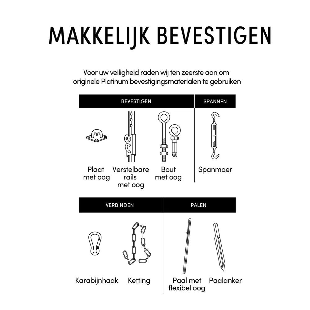 Befestigungsmaterial-Set: quadratisches und rechteckiges Sonnenschutztuch